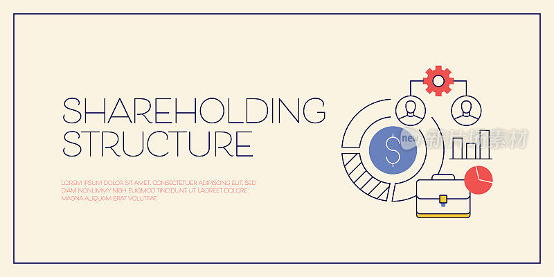 Shareholding Structure Related Design with Line Icons. Company, Business, Diagram, F?nance.